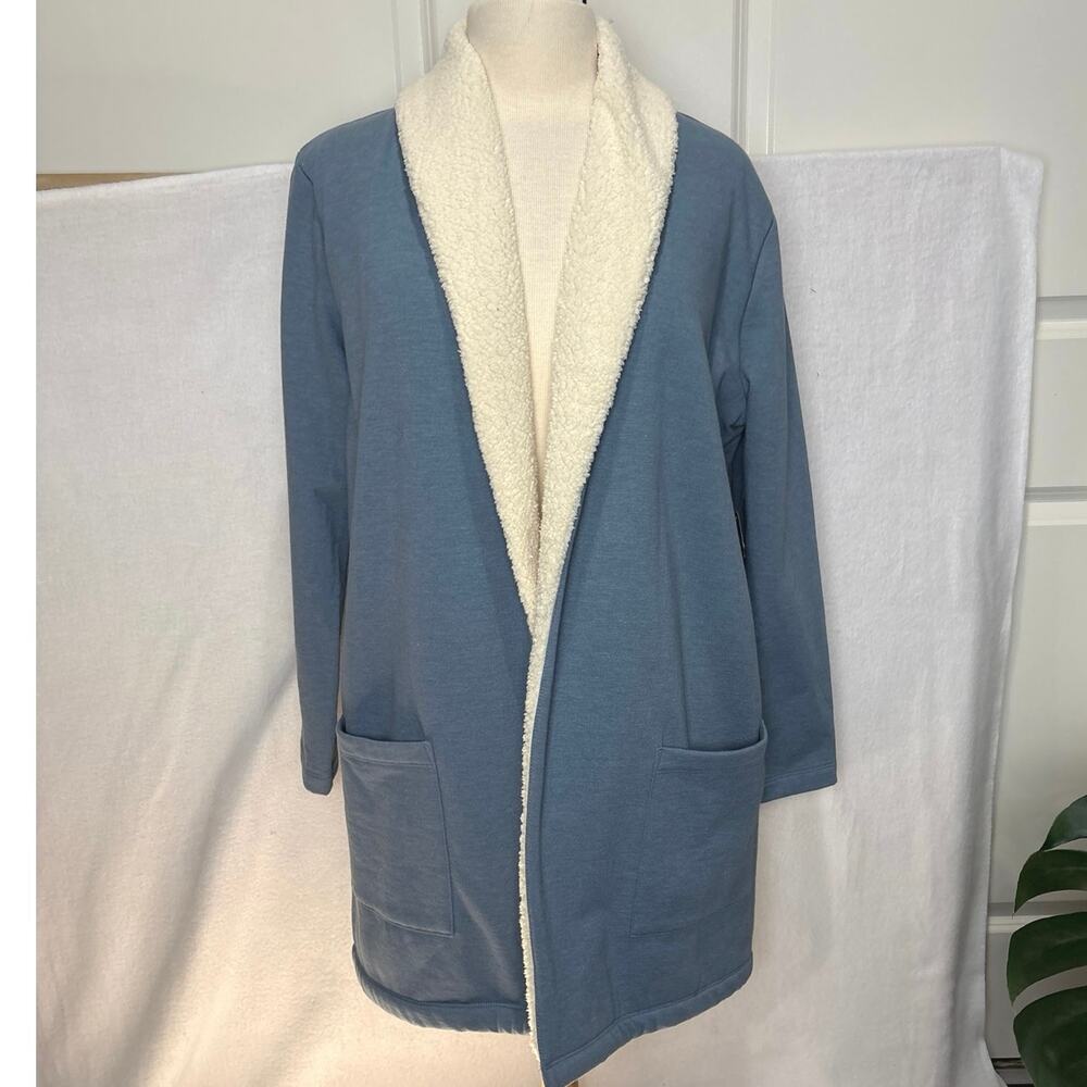 Eddie Bauer Women Sz LARGE Cabin Faux Shearling Cozy  Lounge Cardigan